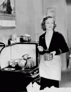 Joan Crawford making coffee