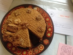 Another first prize for my coffee and walnut cake - made to my mum's recipe - yum.